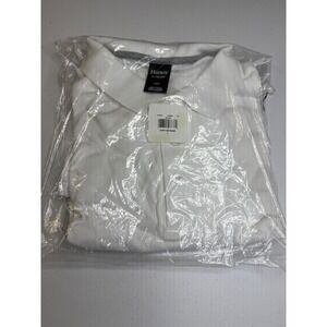 Hanes X-Temp Polo Shirt Moisture Wicking Short Sleeve White Large‎